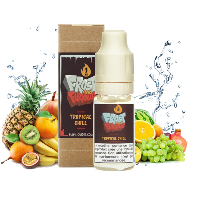 Flacon du eliquide Tropical Chill de Pulp, fabricant français de eliquide pour le vapotage.