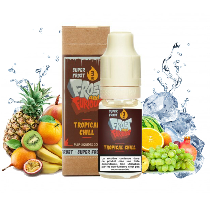 Flacon du eliquide Tropical Chill Super Frost de Pulp, fabricant français de eliquide pour le vapotage.