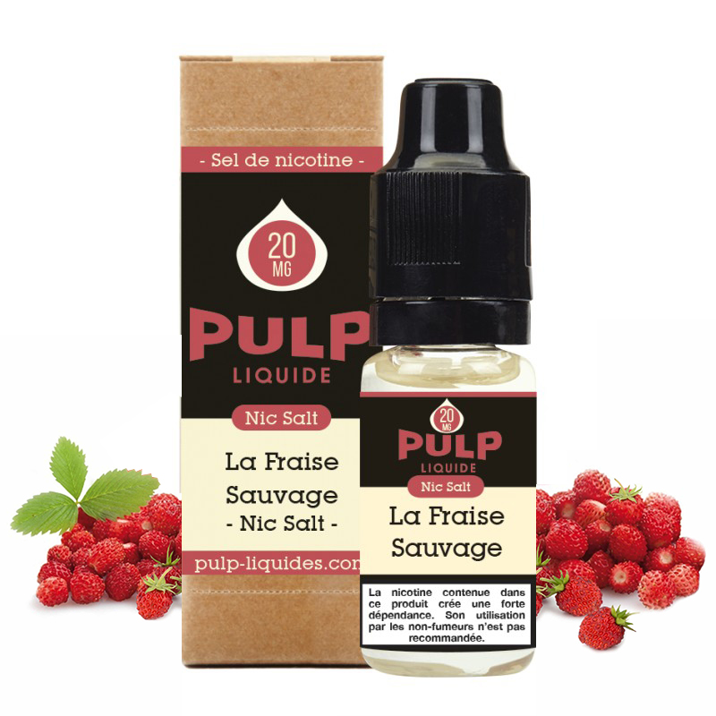 Flacon du eliquide La Fraise Sauvage sel de nicotine de Pulp, fabricant français de eliquide pour le vapotage..