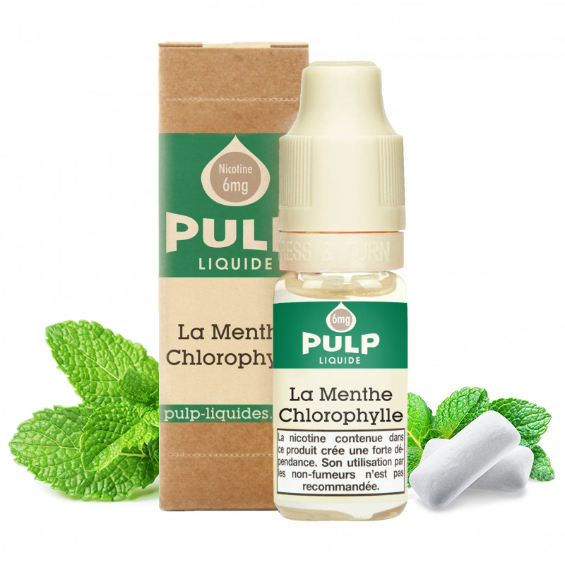 Flacon du eliquide La Menthe Chlorophylle de Pulp, fabricant français de eliquide pour le vapotage..