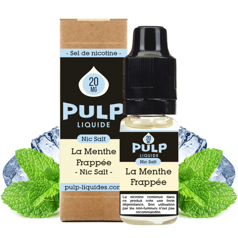 Flacon du eliquide La Menthe Frappée sel de nicotine de Pulp, fabricant français de eliquide pour le vapotage..