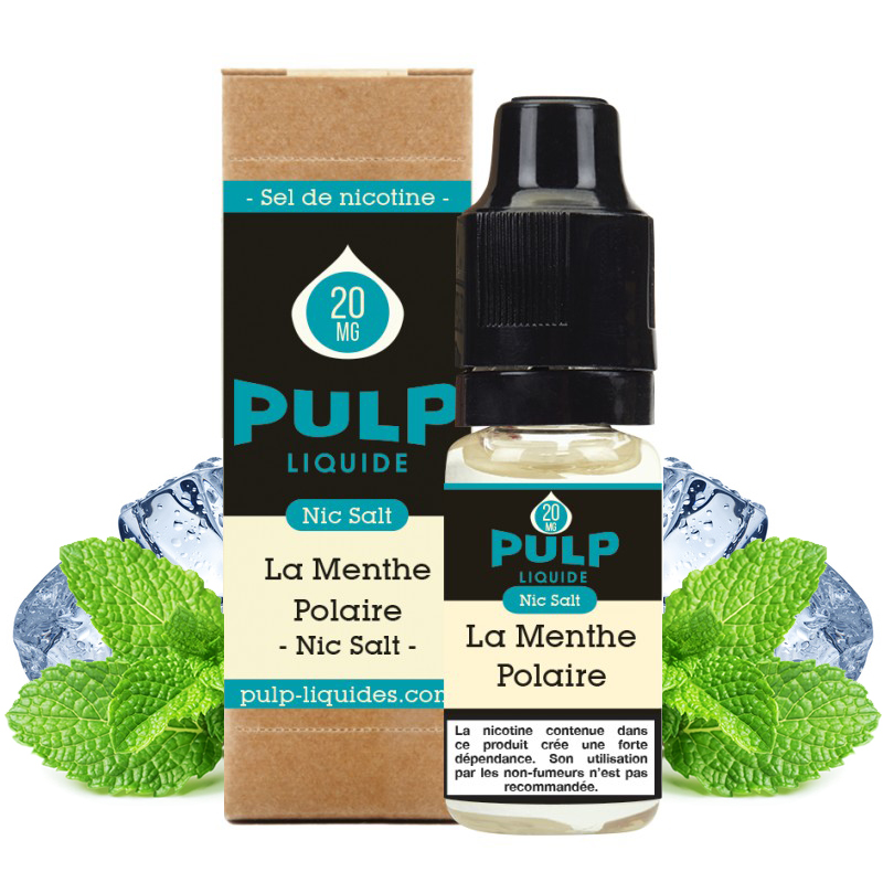 Flacon du eliquide La Menthe Polaire sel de nicotine de Pulp, fabricant français de eliquide pour le vapotage..