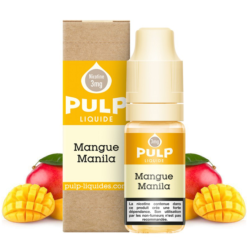 Flacon du eliquide Mangue Manila de Pulp, fabricant français de eliquide pour le vapotage..