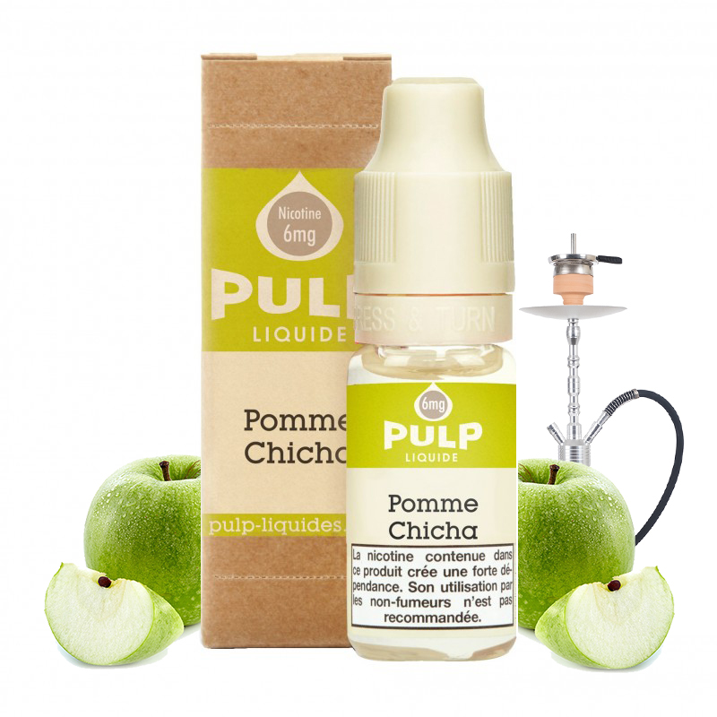 Flacon du eliquide Pomme Chicha de Pulp, fabricant français de eliquide pour le vapotage..