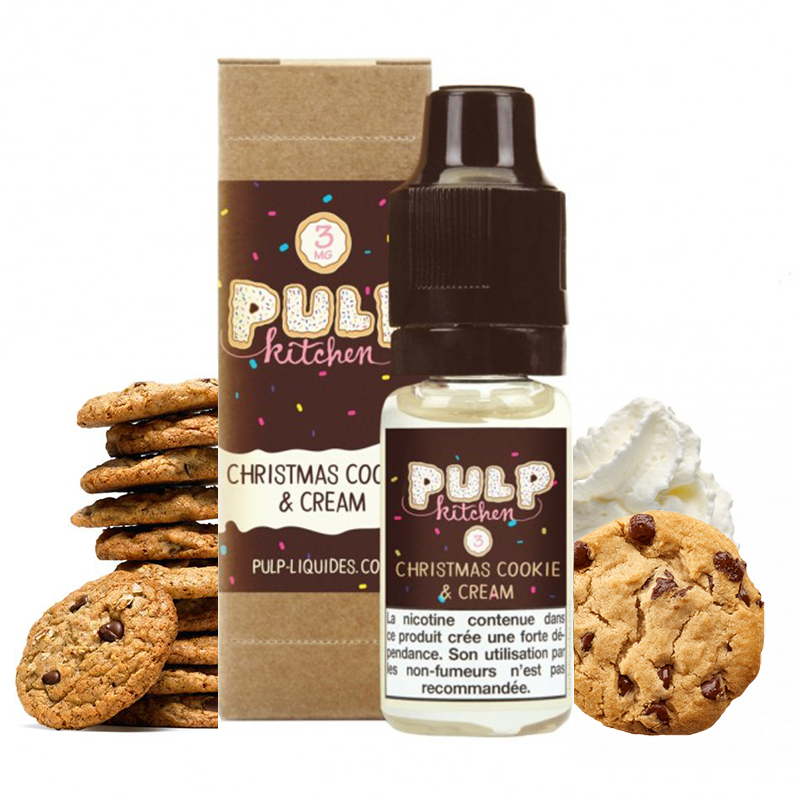 Flacon du eliquide Christmas Cookie & Cream de la gamme Pulp Kitchen par Pulp, fabricant français de eliquide pour le vapotage.