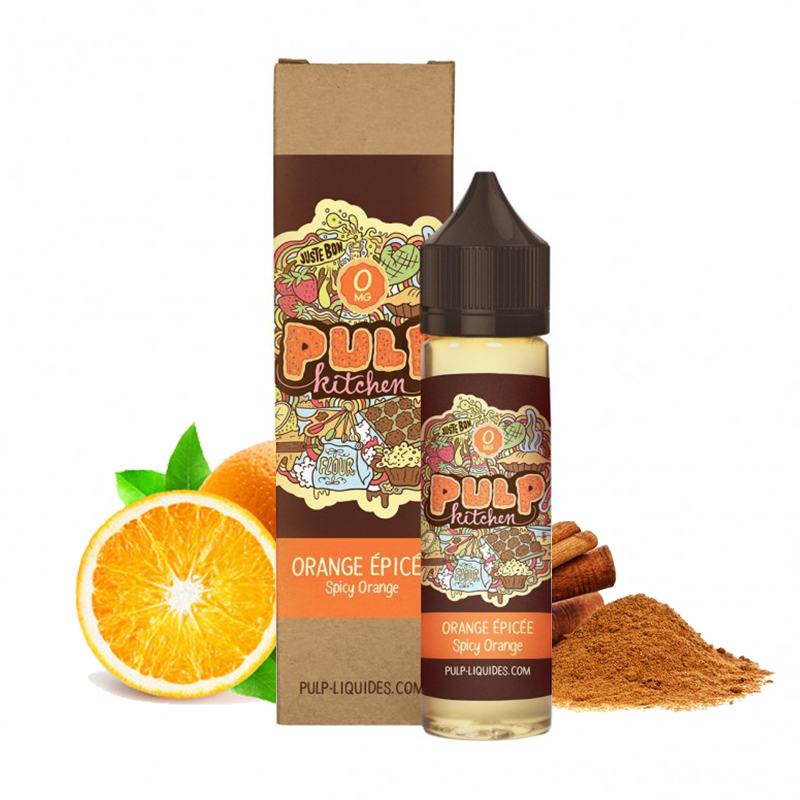 Flacon du eliquide Orange épicée de la gamme Pulp Kitchen par Pulp, fabricant français de eliquide pour le vapotage.