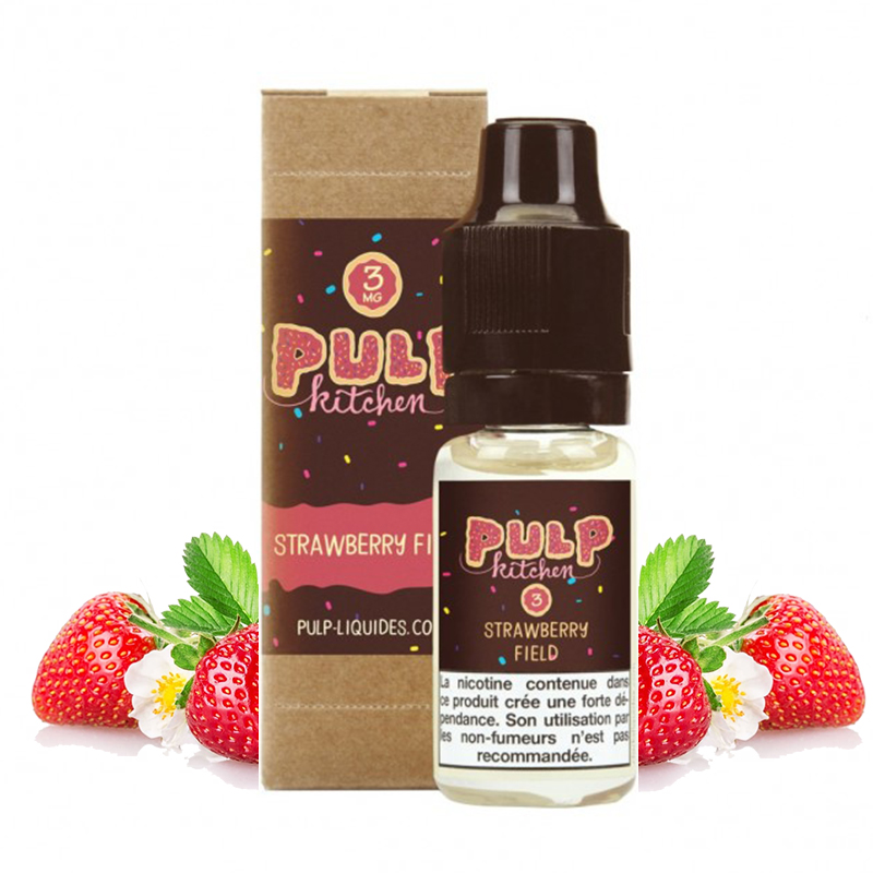 Flacon du eliquide Strawberry Field de la gamme Pulp Kitchen par Pulp, fabricant français de eliquide pour le vapotage.