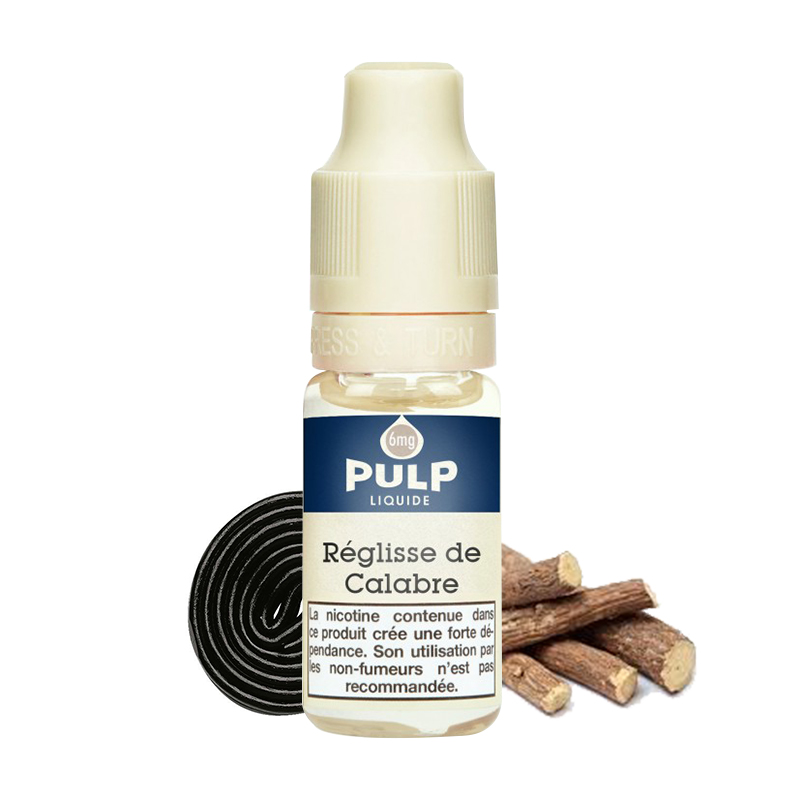 Flacon du eliquide Réglisse de Calabre de Pulp, fabricant français de eliquide pour le vapotage..