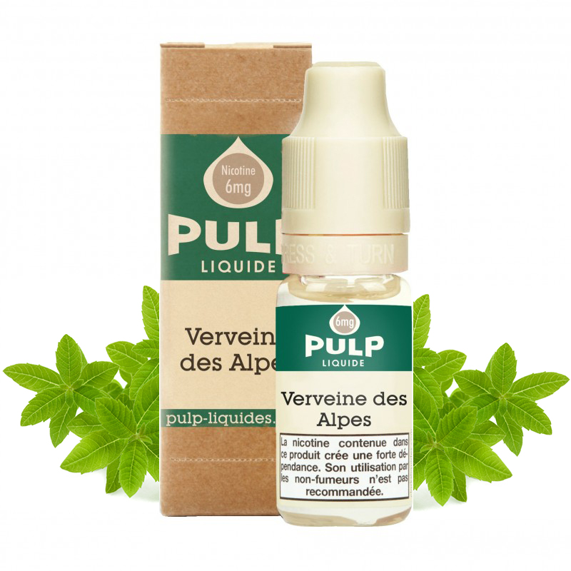 Flacon du eliquide Verveine des Alpes de Pulp, fabricant français de eliquide pour le vapotage..