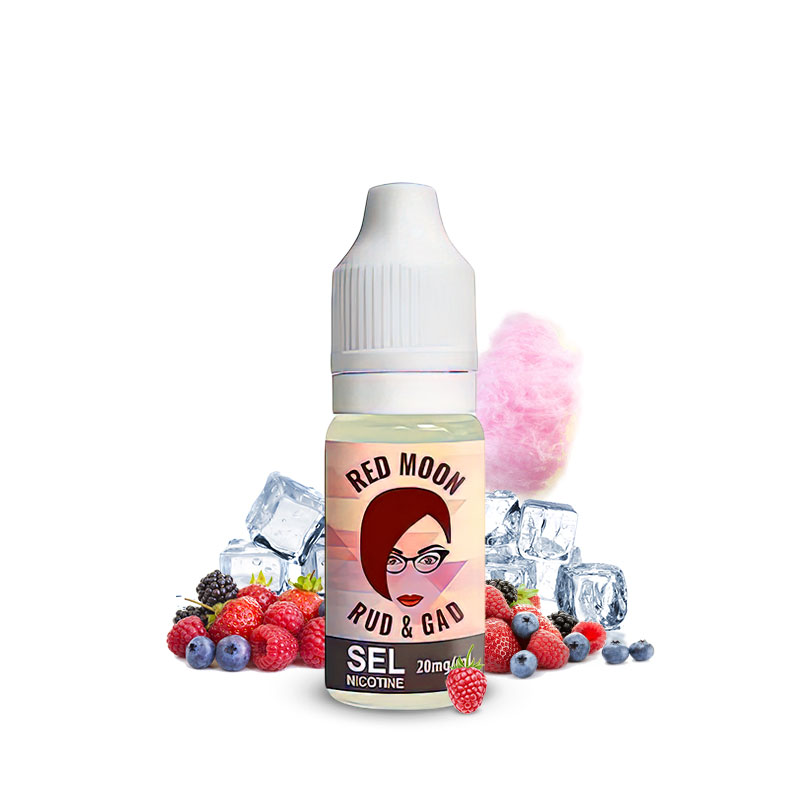 Flacon du eliquide Red Moon 10 ml sel de nicotine de Rud & Gad, fabricant français de eliquide pour le vapotage.