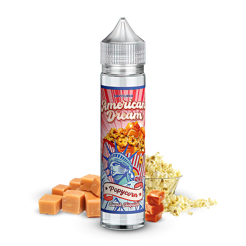 Photo du eliquide PopyCorn 50ml de la gamme American Dream par la marque française Savourea.