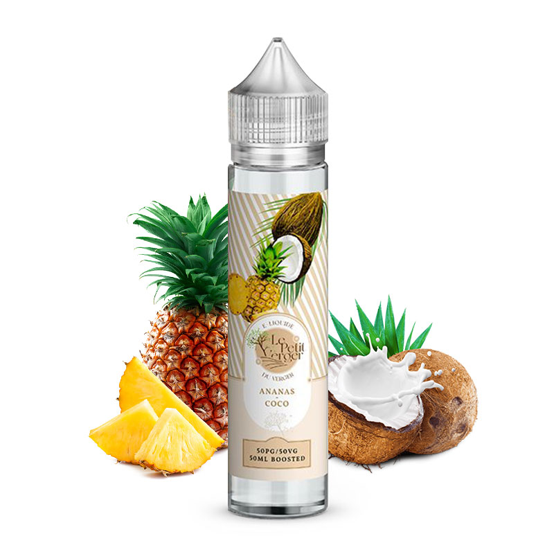 Photo du eliquide Ananas Coco 50ml de la marque française : Le Petit Verger.