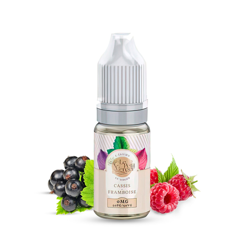 Photo du eliquide Cassis Framboise 10ml sel de nicotine de la marque française : Le Petit Verger.