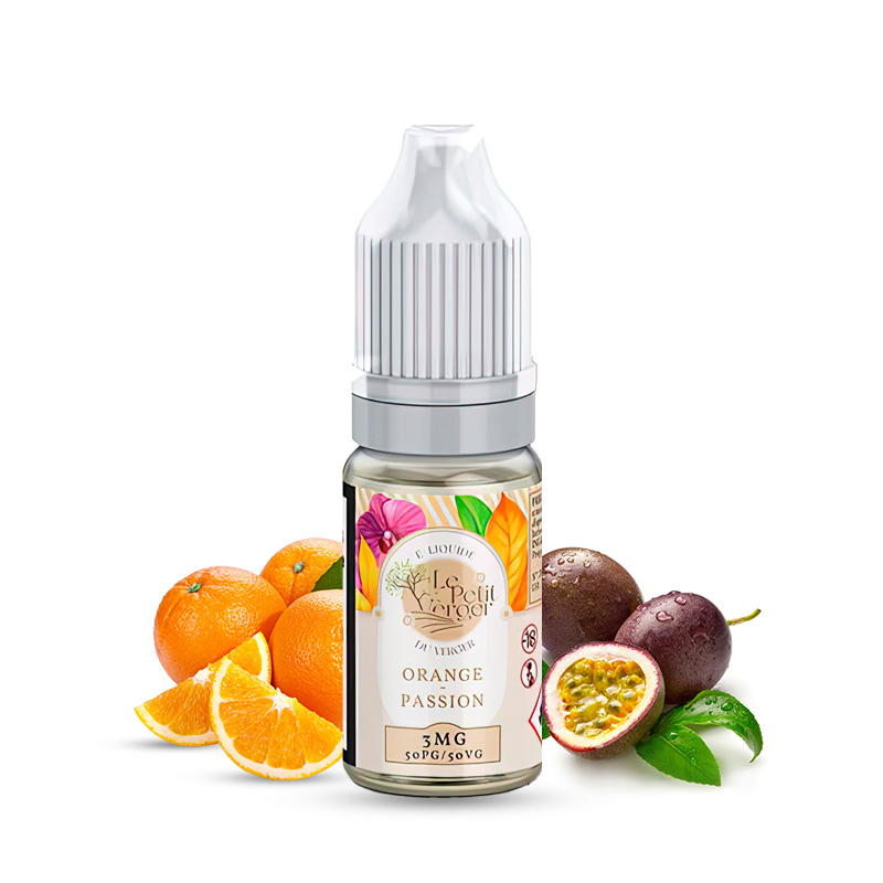 Photo du eliquide Orange Passion 10ml sel de nicotine de la marque française : Le Petit Verger.