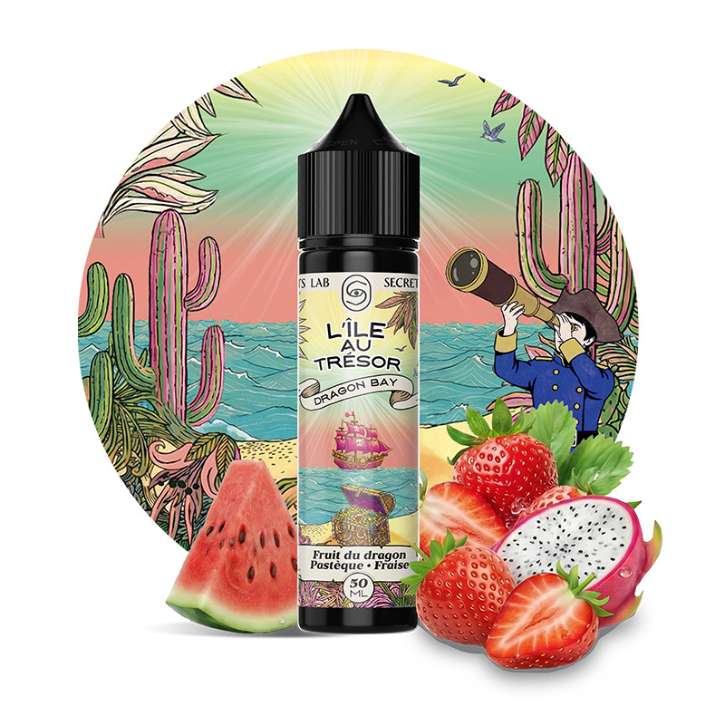 E-liquide Dragon Bay 50ml L'Île au Trésor Secret's Lab fruit du dragon fraise pastèque