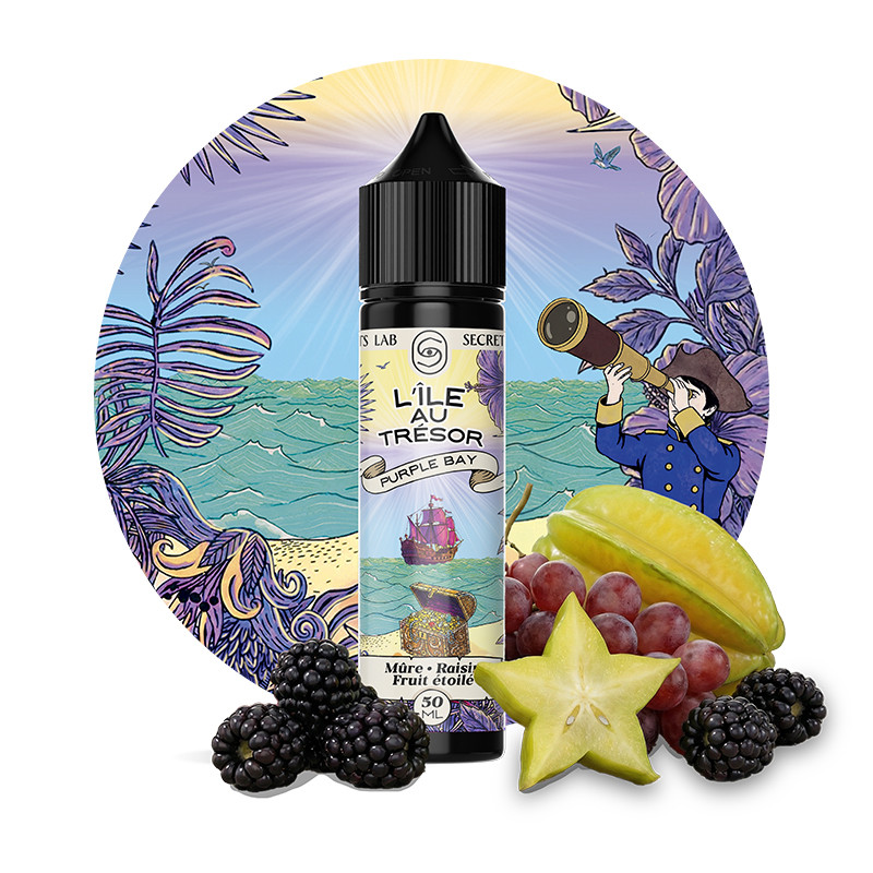 E-liquide Purple Bay 50ml L'Île au Trésor Secret's Lab raisin cassis mûre