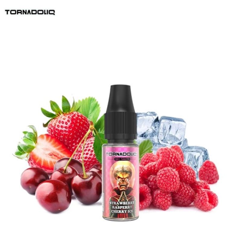 E-liquide Strawberry Raspberry Cherry Ice 10ml Sel de Nicotine - Tornadoliq