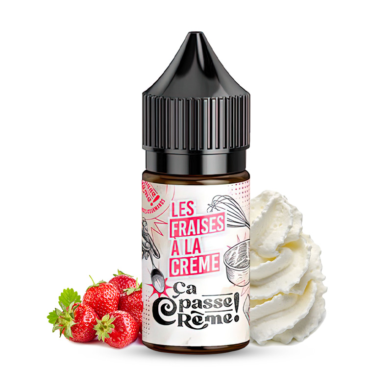 Photo du flacon de l'arôme concentré Fraises à la crème 30ml fabriqué par Ça passe crème.