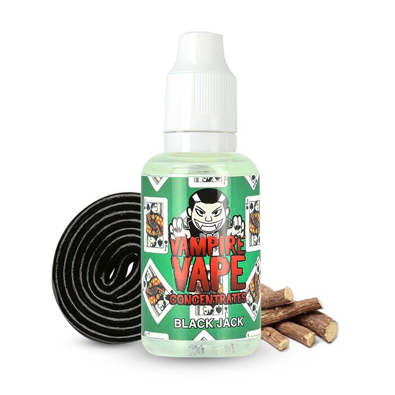 Photo du flacon de l'arôme concentré Black Jack 30ml fabriqué par Vampire Vape.