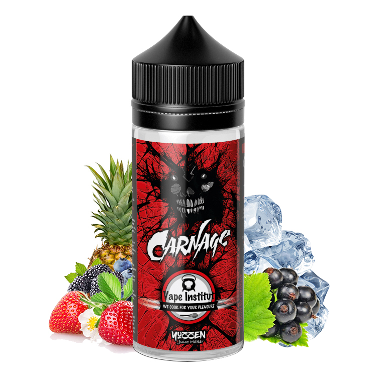 Photo du flacon du eliquide Carnage en 100 ml de la marque française de e-liquide Vape institut.