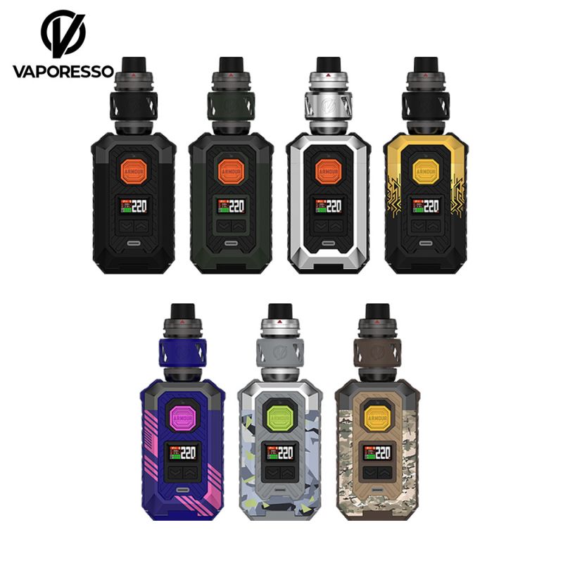 Photo des déclinaisons du kit de cigarette électronique Armour Max iTank T 220W de Vaporesso.