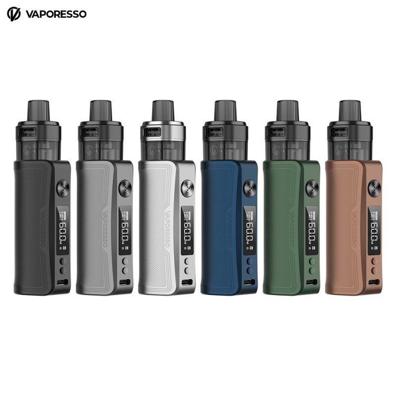 Bannière de présentation des déclinaisons du kit Gen PT60 de Vaporesso, cigarette électronique nomade.