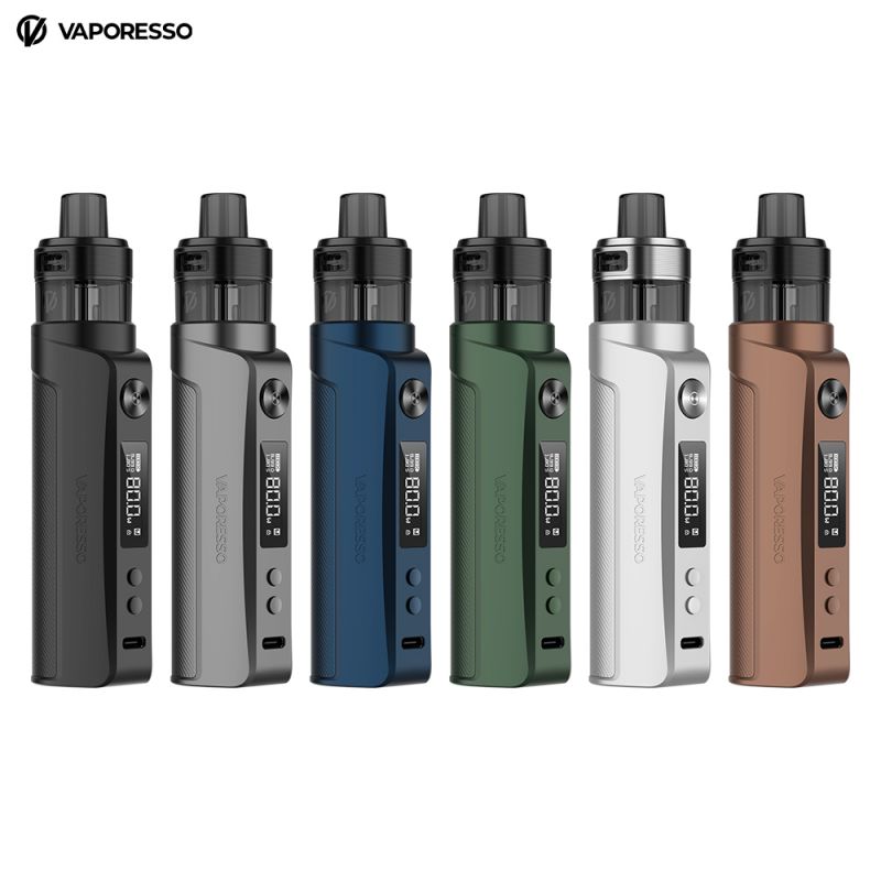 Bannière de présentation des déclinaisons du kit Gen PT80S de Vaporesso, cigarette électronique nomade.