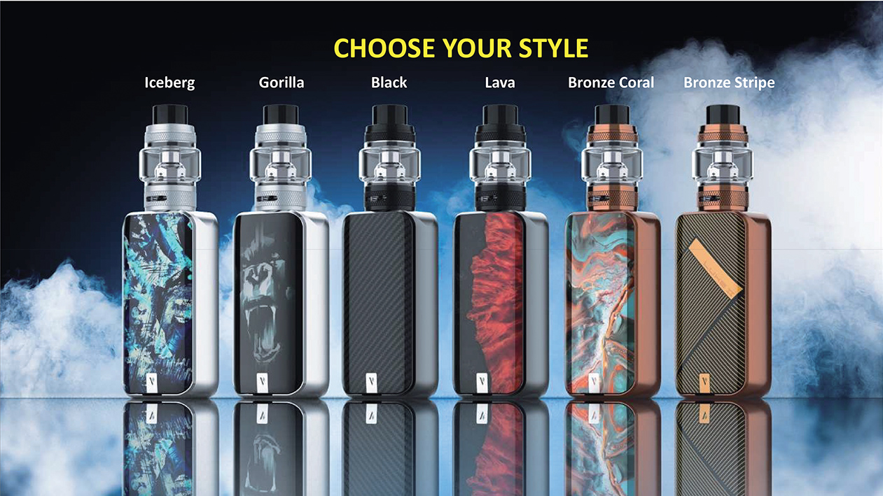 Différentes déclinaisons du Kit Luxe 2 de Vaporesso, box électronique 220W double accu.