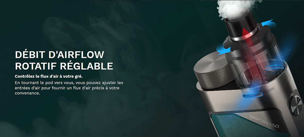 Système de réglable du flux d'air du kit pod Swag PX80 de Vaporesso.