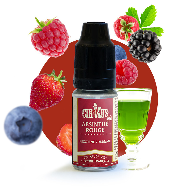 Eliquide Absinthe Rouge 10ml en sel de nicotine de Cirkus par la marque française Vincent dans les Vapes.