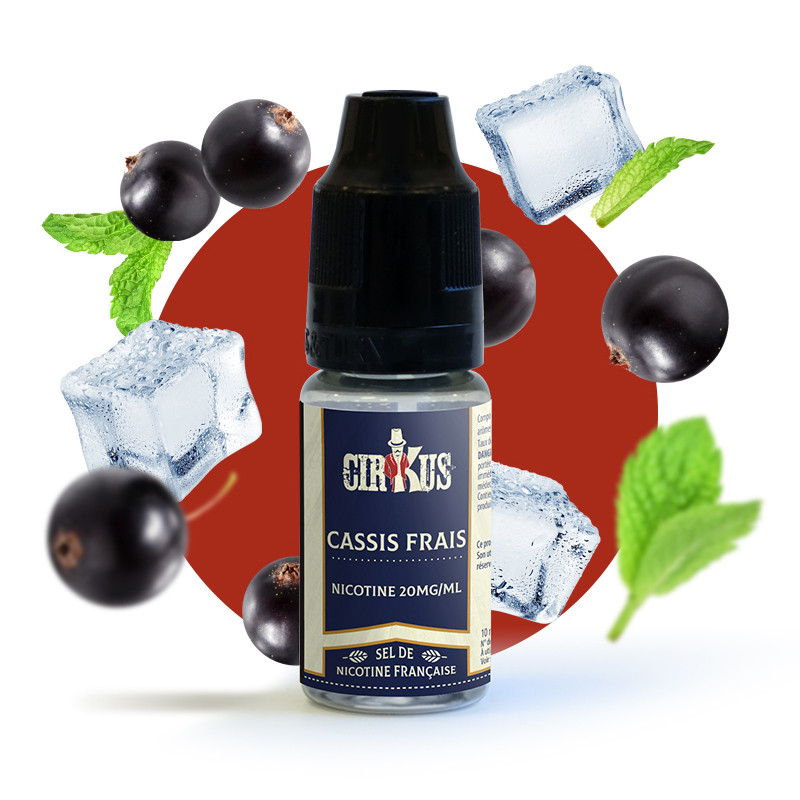 Eliquide Cassis Frais 10ml en sel de nicotine de Cirkus par la marque française Vincent dans les Vapes.