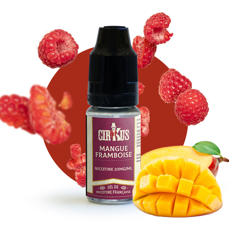 Eliquide Mangue Framboise 10ml en sel de nicotine de Cirkus par la marque française Vincent dans les Vapes.