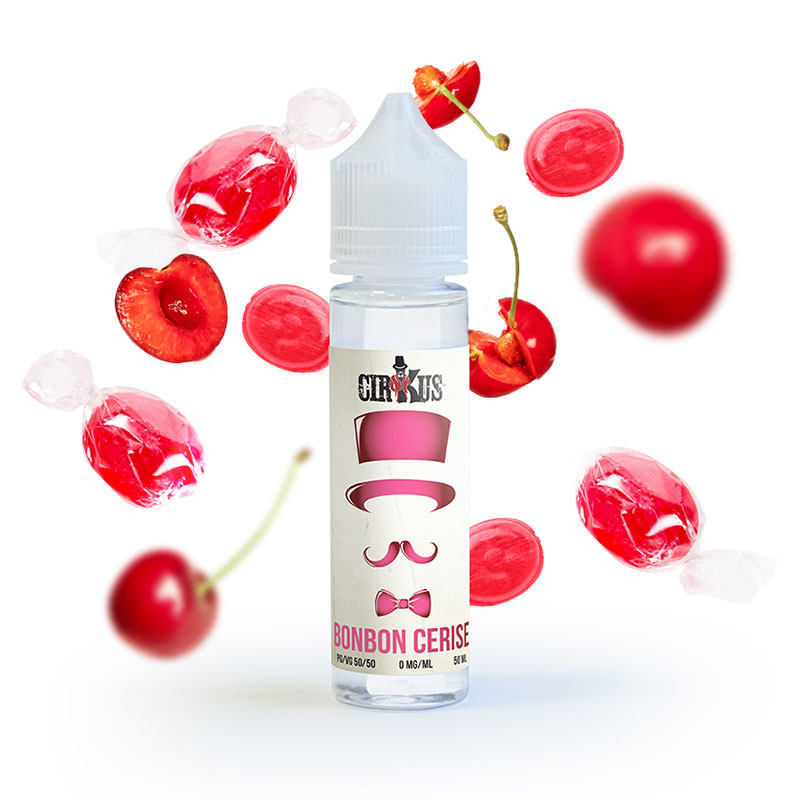 Photo du flacon du Bonbon Cerise 50 ml Cirkus Authentic de Vincent dans les Vapes.