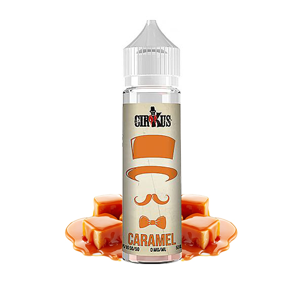 Photo du flacon du Caramel 50 ml Cirkus Authentic de Vincent dans les Vapes.