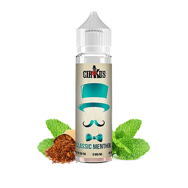 Photo du flacon du Classic Menthol 50 ml Cirkus Authentic de Vincent dans les Vapes.