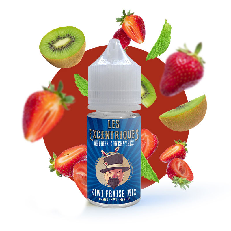 Photo du flacon de l'arôme concentré Kiwi Fraise Mix - Les Excentriques 30ml de la marque VDLV fabriqué par VDLV.