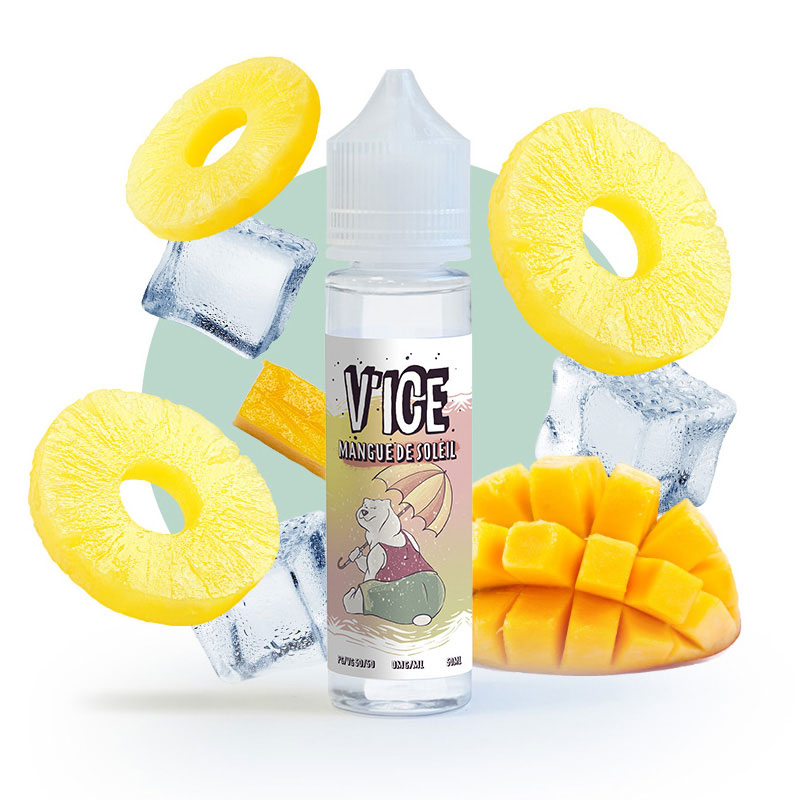 Photo du flacon du Mangue de Soleil 50 ml V'ice de Vincent dans les Vapes.