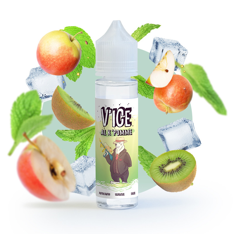 Photo du flacon du Al K'Pomme 50 ml V'ice de Vincent dans les Vapes.