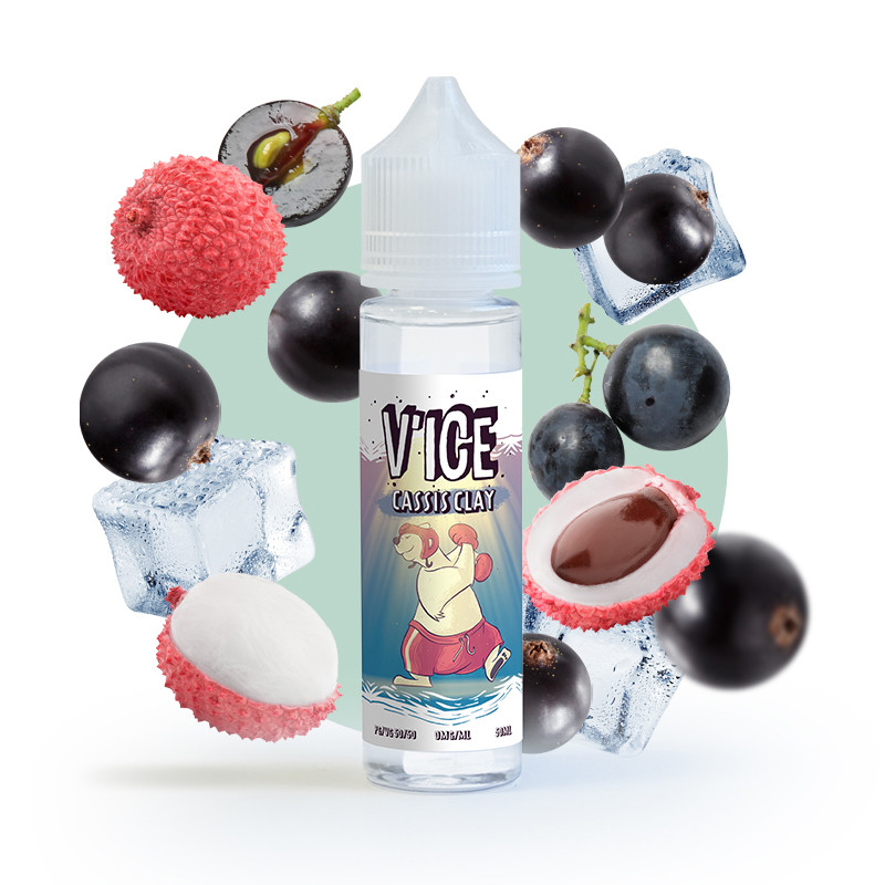 Photo du flacon du Cassis Clay 50 ml V'ice de Vincent dans les Vapes.